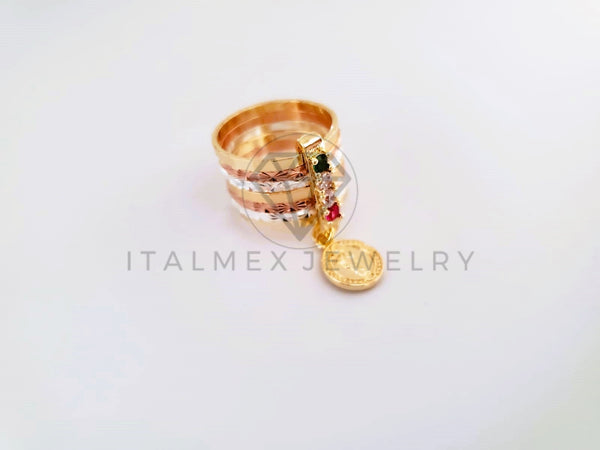 Anillo de Lujo - 103903 - Anillo Semanario Diamantado San Benito Oro Laminado 18K