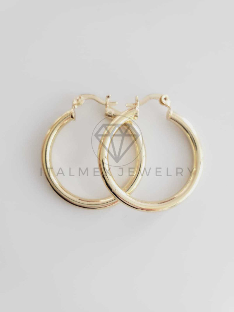 Arracada de Lujo - 102658 - Arracada de Tubo Lisa Dorada 30mm Oro Laminado 18K