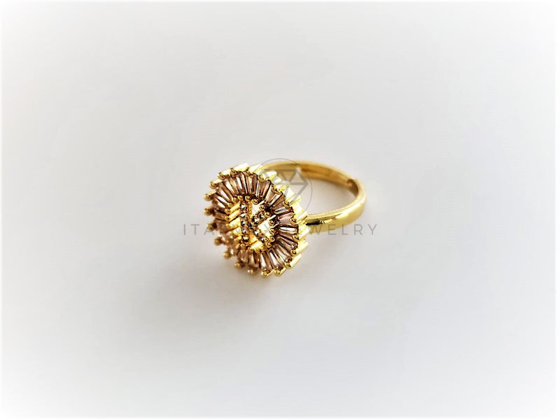 Anillo de Lujo - 102604 - Diseño Inicial "K" con CZ Clara Oro Laminado 18K