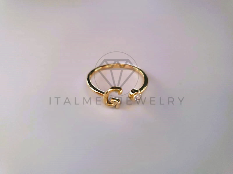 Anillo Dama de Lujo -103765 - Diseño Inicial "G" CZ Clara Oro Laminado 18K
