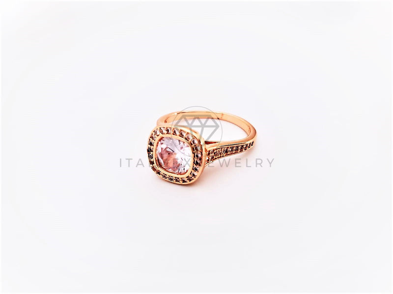 Anillo Dama de Lujo -103324 - Diseño Solitario Bisel CZ Clara Oro Laminado 18K