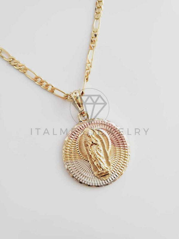 Dije Elegante - 102360 - Medalla Virgen Diamantada Tamaño Mediana Oro Laminado 18K