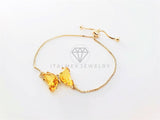 Pulsera de Lujo - 103200 - Diseño Ajustable con Mariposa CZ Amarillo Oro Laminado 18K