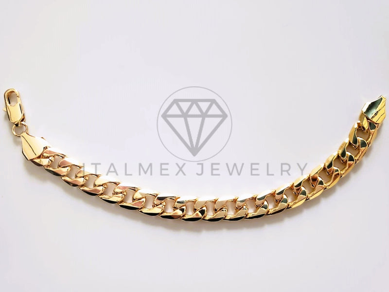 Pulsera de Lujo - 103662 - Diseño de Cadena Cubana 10mm Oro Laminado 18K