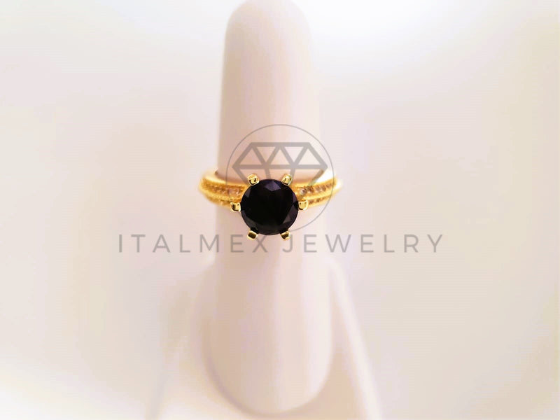Anillo de Lujo - 103912 - Anillo Clásico CZ Azul Oro Laminado 18K