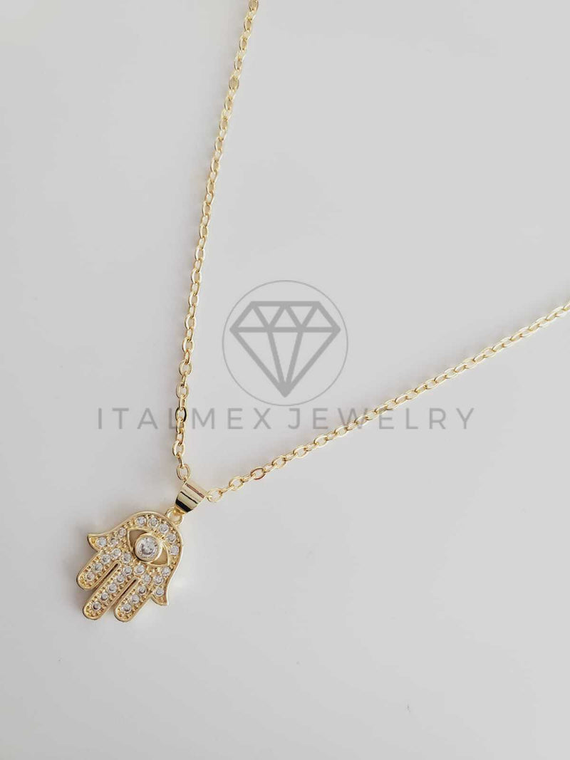 Collar Elegante - 102652 - Collar Mano Hamsa CZ Clara Oro Laminado 18K