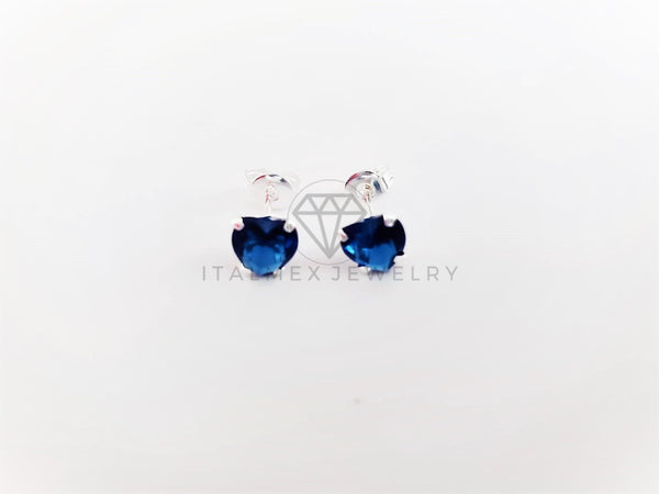 Broquel de Lujo - 102960 - Diseño Corazón 6mm CZ Azul Plata .925
