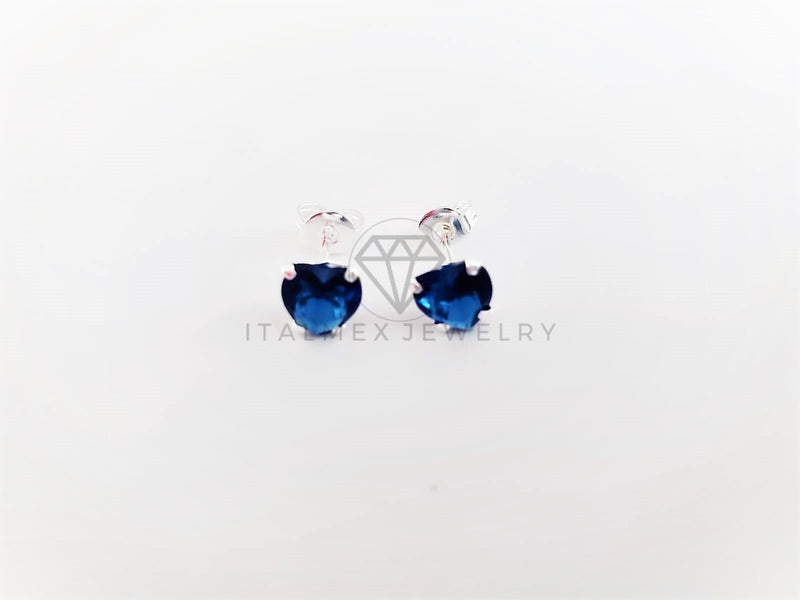 Broquel de Lujo - 102960 - Diseño Corazón 6mm CZ Azul Plata .925