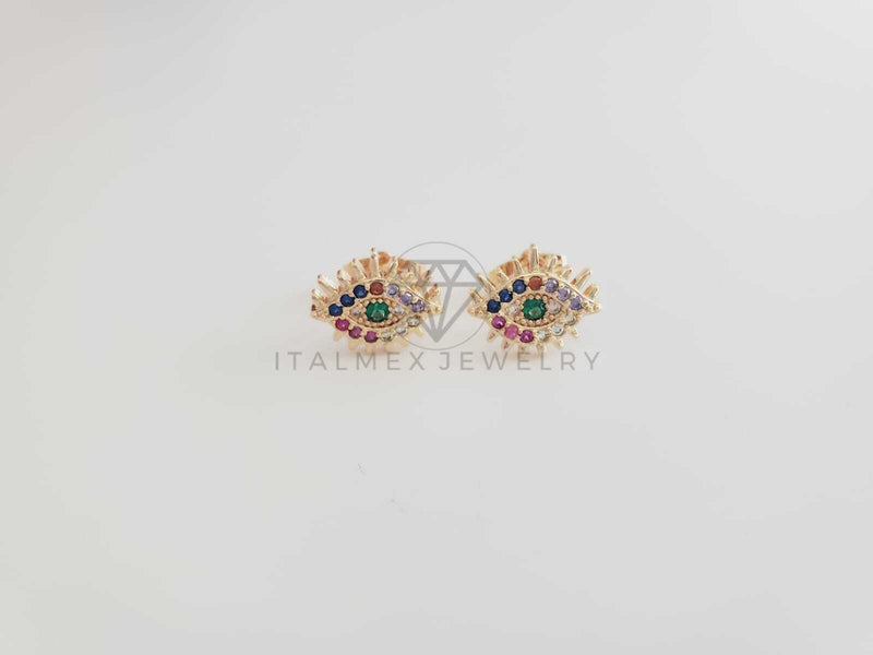 Broquel de Lujo - 102452 - Diseño de Ojo Turco CZ Color Oro Laminado 18K