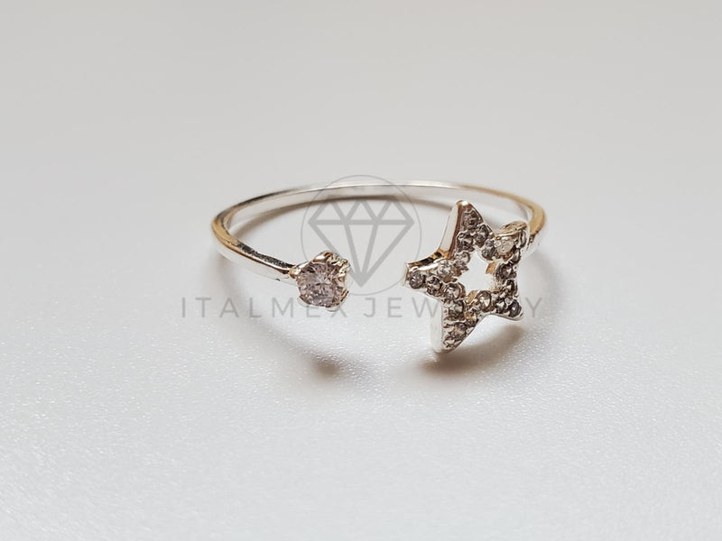 Anillo de Dama - 101501 - Anillo Ajustable Estrella CZ Clara Plata .925