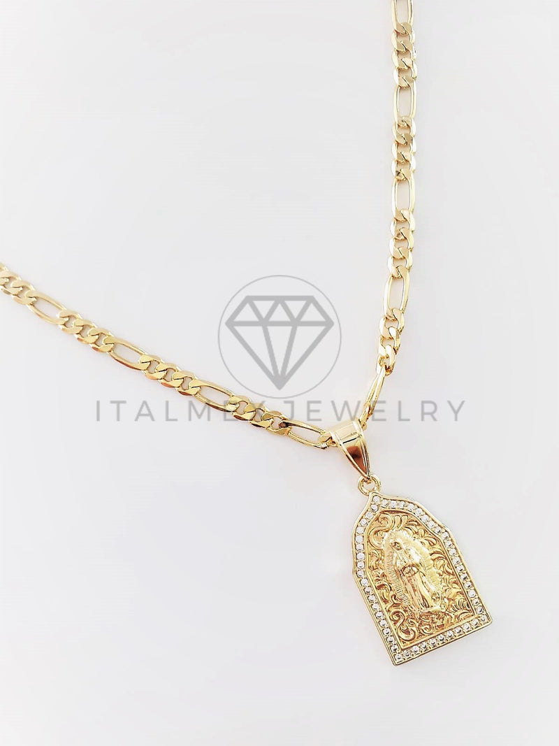 Dije Elegante - 102743 - Medalla Virgen de Guadalupe CZ Clara Tamaño Chico Oro Laminado 18K