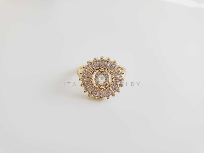 Anillo de Lujo - 102562 - Diseño Inicial "O" con CZ Clara Oro Laminado 18K