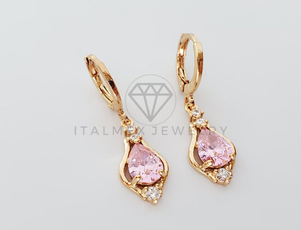 Arete de Lujo - 100780 - Diseño de Gota CZ Rosa Oro Laminado 18K