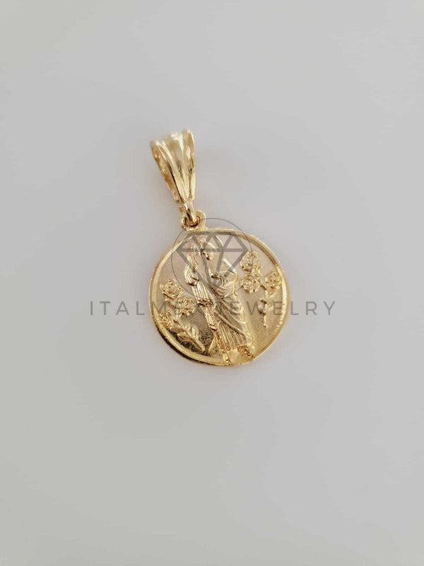 Dije Religioso - 104250 - Medalla Flores San Judas Tamaño Mini Oro Laminado 18K