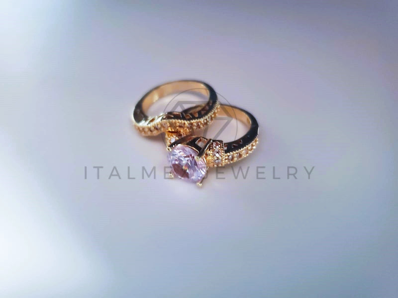 Anillo de Lujo - 103885 - Diseño Alianza Curvo CZ Clara Oro Laminado 18K