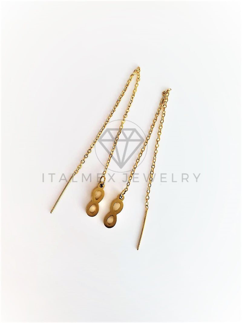 Arete de Lujo - 103156 - Arete Violador con Dije Infinito Oro Laminado 18K