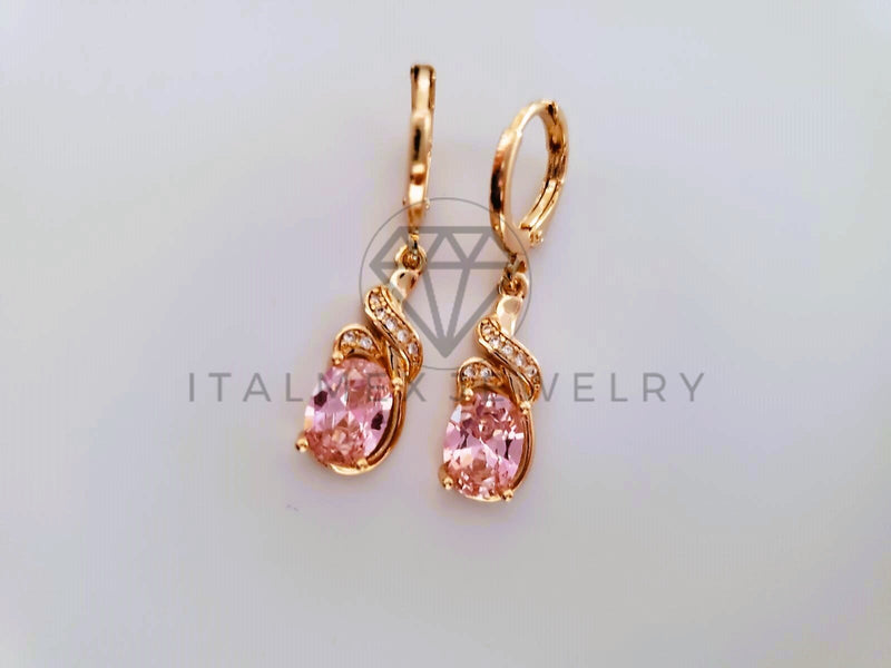 Arete de Lujo - 104350 - Diseño de Gota CZ Rosa Oro Laminado 18K