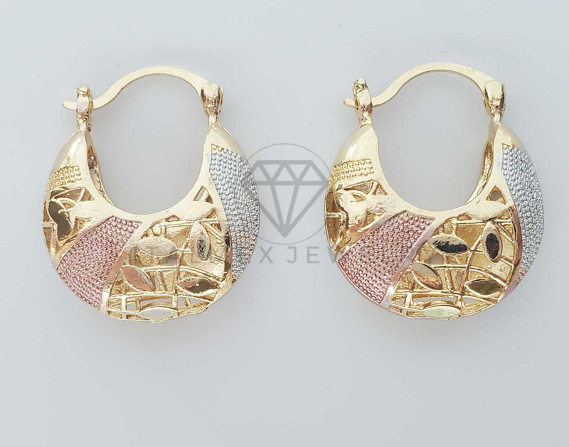 Arete Elegante - 102298 - Estilo Canasta Rayas Mediano Oro Laminado 18K