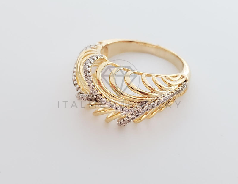 Anillo de Lujo - 101183 - Anillo Dama Rayado CZ Clara Oro Laminado 18K