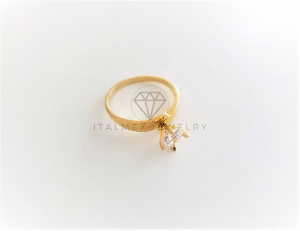 Anillo de Lujo - 103128 - Estilo Solitario Clásico CZ Clara Oro Laminado 18K